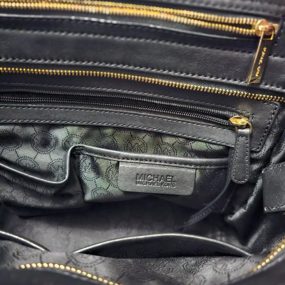 Michael Kors Collette Leather Satchel with Gold-Tone Hardware & Crossbody Strap - Picture 5 of 9